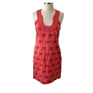 Laundry by Shelli Segal Floral Textured Dress Knee Length Scoop Pink Women 6